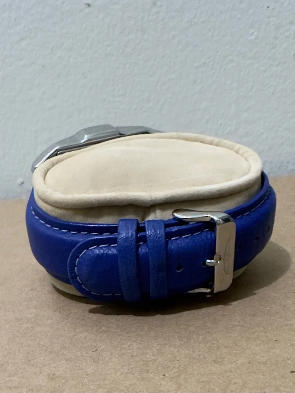 LIKE NEW. Invicta Blue Dial Chronograph Watch with Blue Leather Strap.